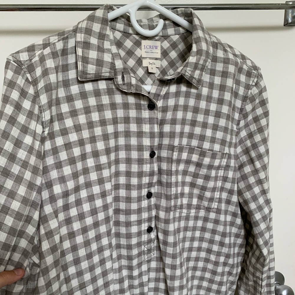 NWOT JCrew Gingham Collared Tunic Top